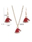 Fashion B Christmas Hat Earrings And Necklace Set Alloy Dripping Christmas Hat Necklace Earring Set