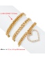 Fashion Gold Color Alloy Diamond Heart Chain Multilayer Bracelet