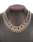 Fashion Gold Color+white K Alloy Double Chain Necklace