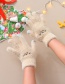 Fashion White Fabric Plush Cat Touch Screen Gloves