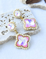 Fashion Pink Alloy Pearl Resin Flower Earrings