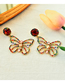 Fashion Color Alloy Inlaid Fancy Diamond Hollow Butterfly Stud Earrings