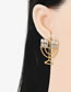 Fashion Dark Color Alloy Diamond Geometric Hollow Cup Earrings