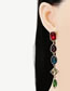Fashion Blue Color Alloy Diamond Geometric Earrings