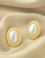 Fashion Oblate Alloy Geometric Oval Pearl Stud Earrings