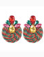 Fashion Red Alloy Diamond Elastic Wire Braided Round Stud Earrings