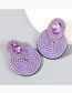 Fashion Red Geometric Oval Diamond Elastic Wire Braided Round Earrings