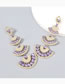 Fashion Purple Alloy Multi-layer Fan-shaped Geometric Earrings With Diamonds