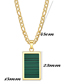 Fashion Green Stainless Steel Rectangular Abalone Peacock Agate Shell Necklace