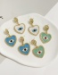 Fashion Blue Alloy Drop Oil Love Eye Stud Earrings