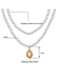 Fashion White Pearl Beaded Double Necklace