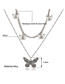 Fashion Silver Alloy Butterfly Double Layer Necklace