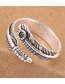 Vintage Silver Color Leaf Shape Decorated Opening Ring