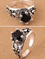 Vintage Silver Color Round Shape Decorated Opening Ring