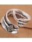 Vintage Silver Color Leaf Shape Decorated Opening Ring