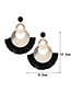 Fashion Gold Color+black Hollow Out Design Tassel Earrings