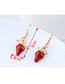 Fashion Gold Color+red Strawberry Shape Decorated Earrings
