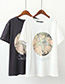 Fashion Gray Star Shape Decorated T-shirt