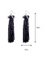 Fashion Black Bead Decorated Earrings