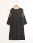 Fashion Black Flower Pattern Decorated Long Sleeves Dress