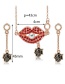 Fashion Rose Gold Lips&flower Shape Decorated Jewelry Sets