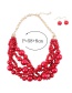 Elegant Red Pearls Decorated Pure Color Jewelry Sets