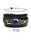 Vintage Sapphire Blue Earth Shape Decorated Multi-layer Bracelet