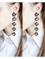 Fashion Silver Color Square Shape Design Long Earrings
