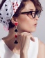 Fashion Red+black Pokers Shape Design Long Earrings