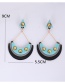 Fashion Blue+black Semicircle Shape Design Earrings