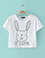 Fashion White Rabbit Pattern Decorated T-shirt
