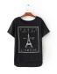 Fashion Black Tower Pattern Decorated T-shirt
