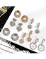 Fashion Gold Color Diamond Decorated Hollow Out Earrings