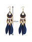 Fashion Navy Leaf Decorated Earrings
