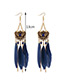 Vintage Blue Pure Color Decorated Earrings