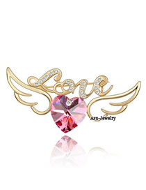 Monogramme rose red Red Brooch Alloy Crystal Brooches