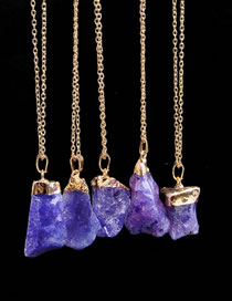 Fashion Dark Purple Irregular Shape Stone Decorated Necklace(1pc)