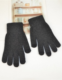 Fashion Dark Gray Wool Touch Screen Plus Velvet Finger Gloves