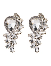 Fashion White Drop-shaped Acrylic Diamond Earrings