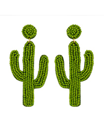 Fashion Green Cactus Stitched Rice Beads Earrings