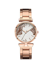 Fashion Brown Surface Leaf Watch With Quartz