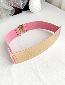 Fashion Pink Rectangular Alloy Elastic Belt