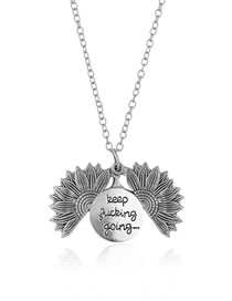Fashion Silvery Alphabet Sunflower Flower Necklace