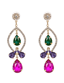 Fashion Color Alloy Diamond Drop Water Pierced Earrings