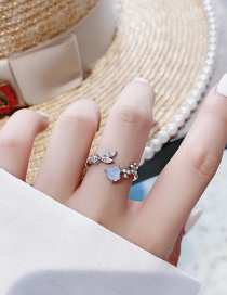 Fashion Caring Three Sparkling Diamond Zircon Flower Ring