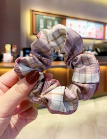 Fashion Korean Pink Plaid [large Intestine Ring] Lattice Bowknot Large Intestine Ring Alloy Fabric Hair Rope Hairpin