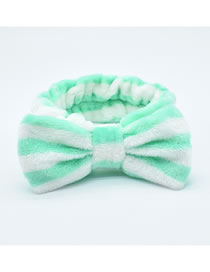 Fashion Green White Stripes Coral Velvet Bow Polka Dot Print Striped Elastic Headband
