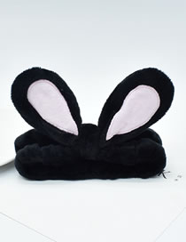Fashion Black Rabbit Ears Three-dimensional Bunny Ears Headband With Fabric Bow