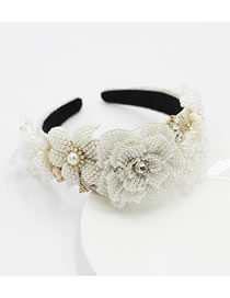Fashion Hair Band Crystal Flower Diamond Pearl Wide Brim Headband