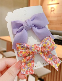 Fashion Purple Bow [2-piece Set] Small Floral Bow Children Hairpin